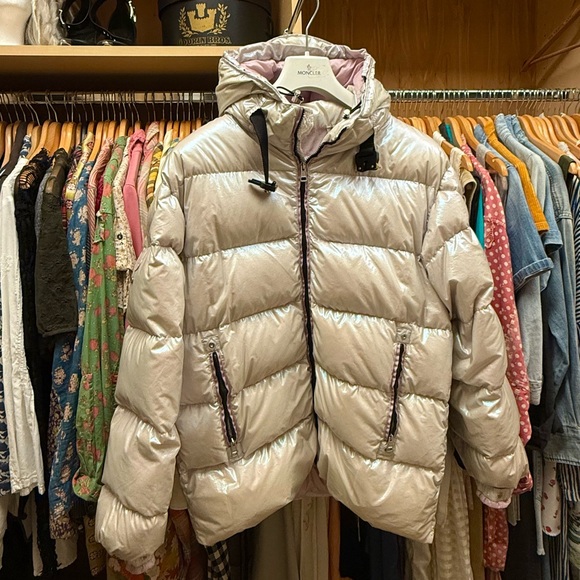 Moncler Shimmering Silver Puffer Coat - Picture 6 of 11